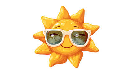 yellow funny sun with sunglasses