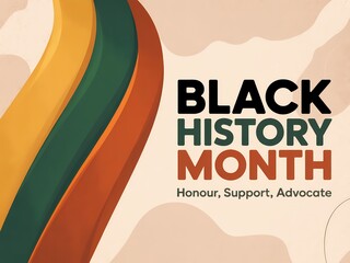 Black history month celebration poster with colorful ribbon design and text
