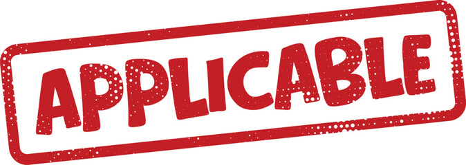 Red applicable stamp on white background