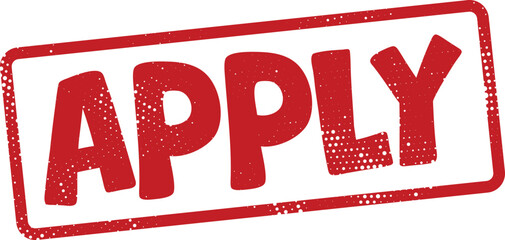 Red apply stamp with white background