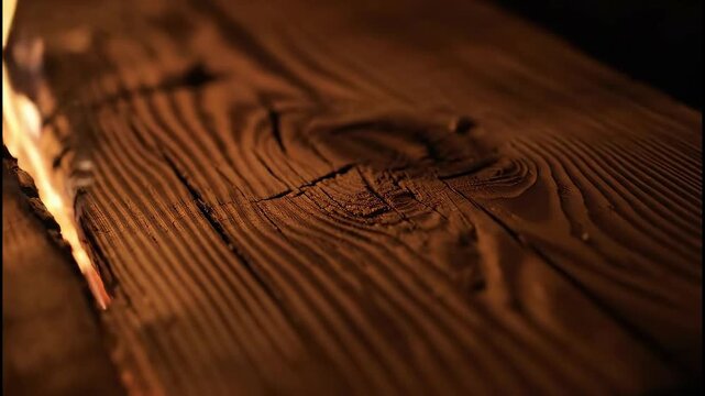 Close-up of rustic wooden texture with warm light
