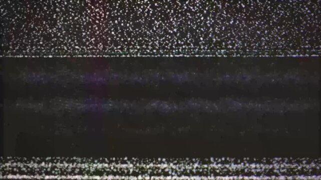 Static image with noise and distortion on the screen at night