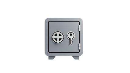 3D Render of a Grey Safe with a Key and Dial