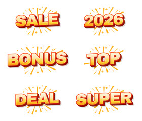Set of 3D orange and red text for marketing and retail sales