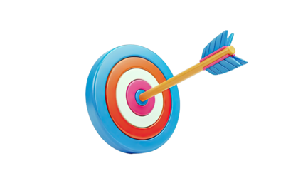 Arrow hitting target, success concept, isolated on white
