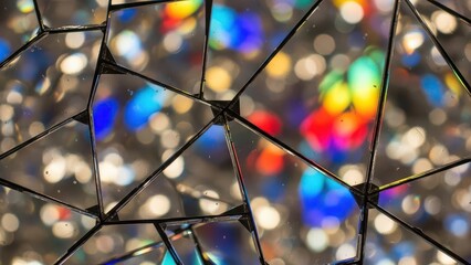 Abstract reflections captured within fractured glass surface