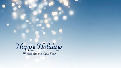 Festive Blue Holiday Greeting Card with Sparkling Lights and Happy New Year Wishes