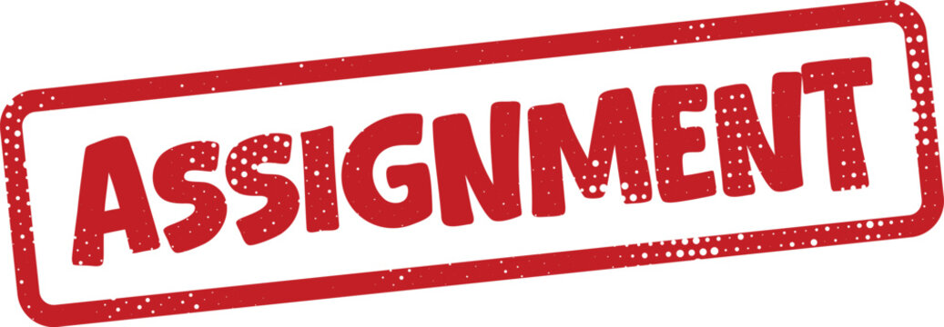 Red assignment stamp on white background