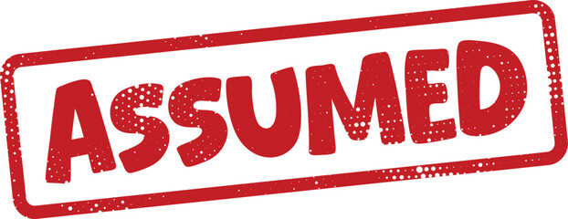 Red assumed stamp on white background