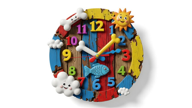 Fun and vibrant clock illustration perfect for time, education, and kids projects. - Powered by Adobe