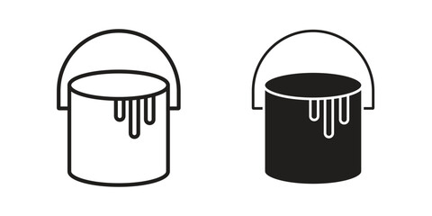 Paint bucket icons symbol, logo illustration. Vector graphics set