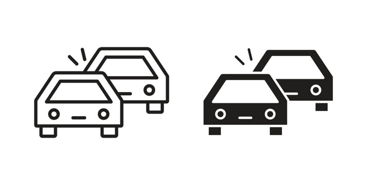 Overturned car icons symbol, logo illustration. Vector graphics set