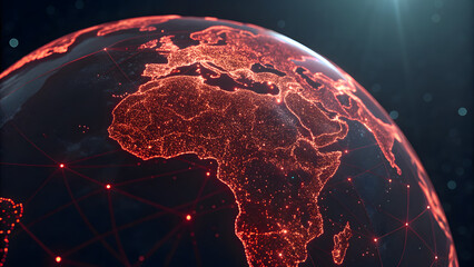 Futuristic Red Digital Globe Made of Particles