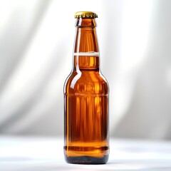 Craft beer bottle on a simple background with warm light creating a cozy atmosphere