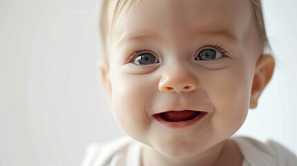 Happy baby with is smiling widely