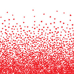 Obraz premium Red Heart Scatter Gradient on White Background with Dense Bottom Cluster and Romantic Valentine Theme