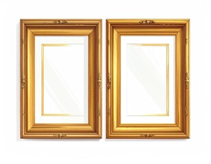 Two gold ornate frames on a white background, vertical