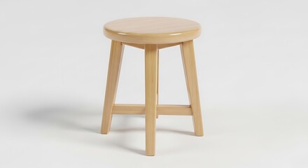 Simple wooden stool with three legs and support bar