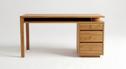 Modern wooden desk with drawers and storage space