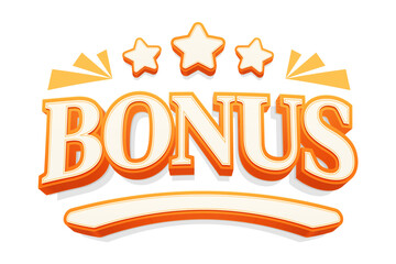 3D bonus reward graphic element with stars and blank banner