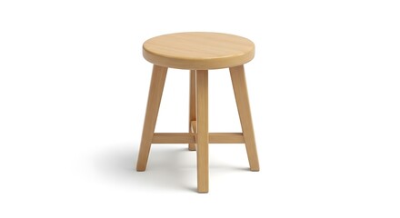 Simple wooden stool on white background