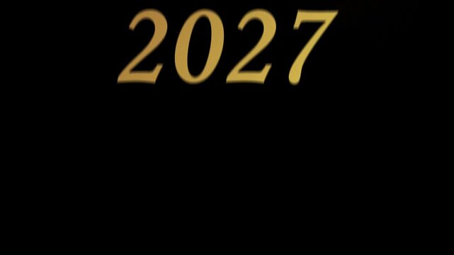 Carte de voeux anim&eacute;e pour souhaiter les meilleurs voeux et Bonne ann&eacute;e 2027 en fran&ccedil;ais : chic et simple, noir et or, disparition de 2026 et apparition de 2027
