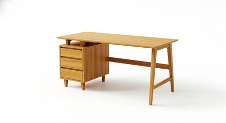 Modern wooden desk with storage cabinet