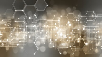 Digital Law Banner Background Features a Technology Aesthetic With Hexagon Shapes and Glowing Elements in a Neutral Color Scheme