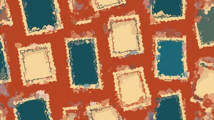 A seamless postage stamp frame outline pattern illustration background scattered evenly