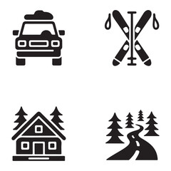 Naklejka premium Scenic forest road silhouette for winter road trip journey