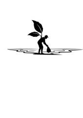 Regenerative Travel Silhouette of Eco Friendly Tourist Cleaning Beach for Sustainable Tourism and Environmental Protection Concept Vector