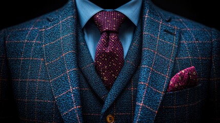 Formal, patterned suit and tie