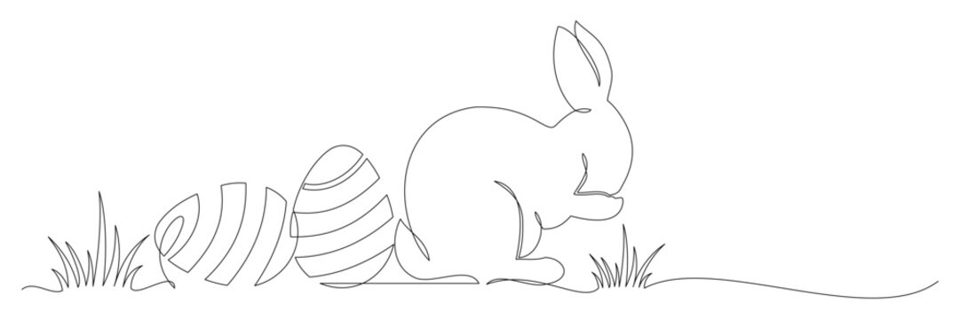 line art style of Easter eggs with bunnies vector 1.eps