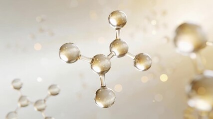 Luxury skincare science visual with collagen peptide spheres, pearl-white and soft gold tones, elegant biotech aesthetic, anti-aging concept.