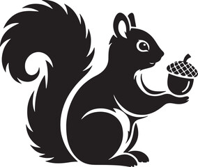 A cute cartoon squirrel holding an acorn in its paw