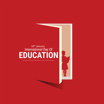 International Day of Education Opening Doors to Knowledge, Creative Banner Poster, Social Media Cover, and Profile Post Design Idea Concept. World Teacher's Day Logo, graduate class logo, Internationa
