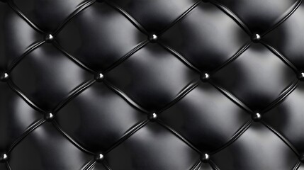 Fototapeta premium Black tufted leather upholstery with diamond pattern 1