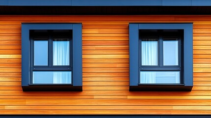 Modern building facade with two windows