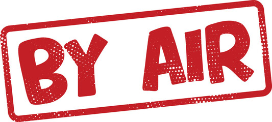red by air stamp isolated on transparent background