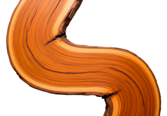 Abstract curved wood grain texture with flowing organic lines isolated on transparent background for modern design and branding