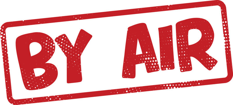 red by air stamp isolated on transparent background