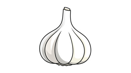 Cartoon illustration of a whole garlic bulb, a fundamental culinary ingredient. Known for its pungent flavor and aroma, it's essential in global