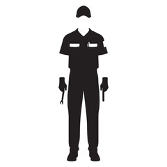   Mechanic or technician silhouette holding tools, representing service and repair industry