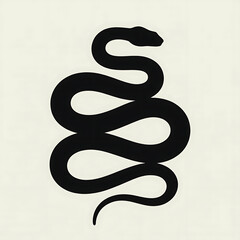 A striking black silhouette of a coiled snake on a white background