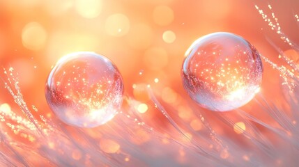 Two luminous spheres on delicate fibers