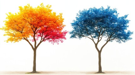 Vibrant autumn trees in contrasting colors