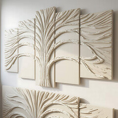 White decorative wall panels with tree and wave patterns wall decorative panels tree pattern