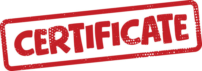 Red certificate stamp on white background