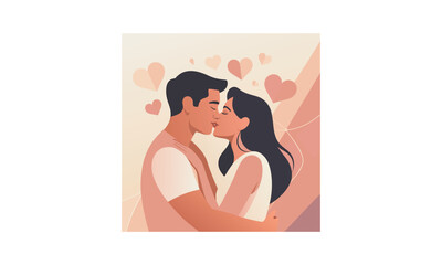 Romantic Couple Kissing Love Illustration