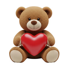 Fototapeta premium Teddy bear holding heart isolated on transparent background